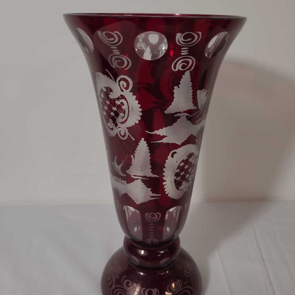 VTG RUBY GLASS VASE