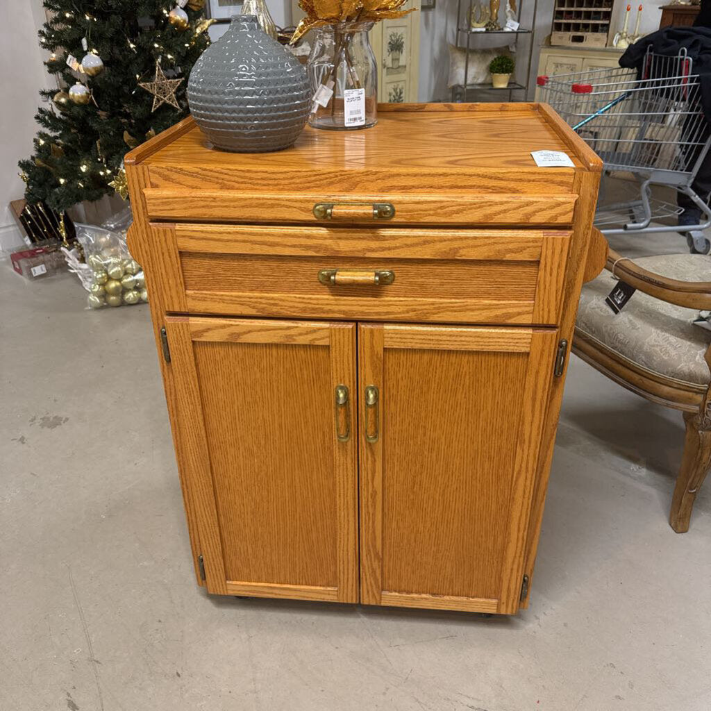 ROLLING OAK KITCHEN CABINET/ISLAND