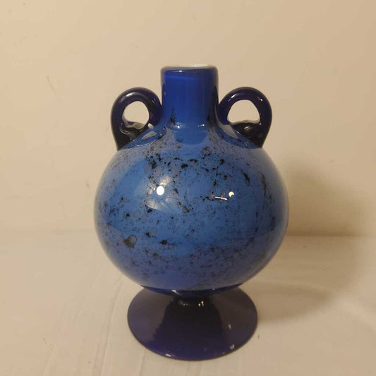 BLUE BLOWN GLASS URN/VASE