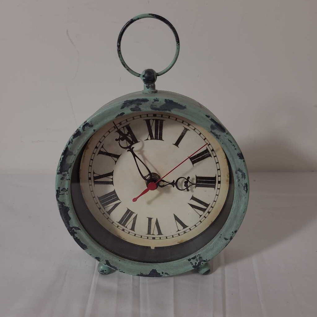 DISTRESSED TEAL ALARM CLOCK