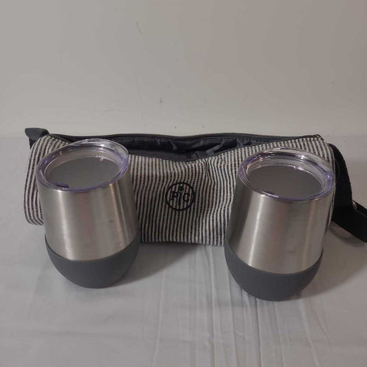 PR WINE TUMBLERS IN STRIPED BAG