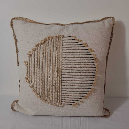 TAUPE PILLOW W/CIRCLE