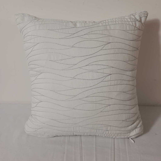 WHITE PILLOW W/GREY STITCHING