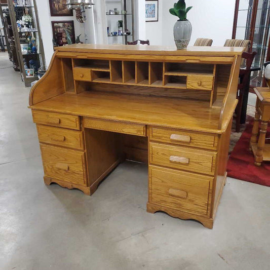 OAK ROLL TOP DESK