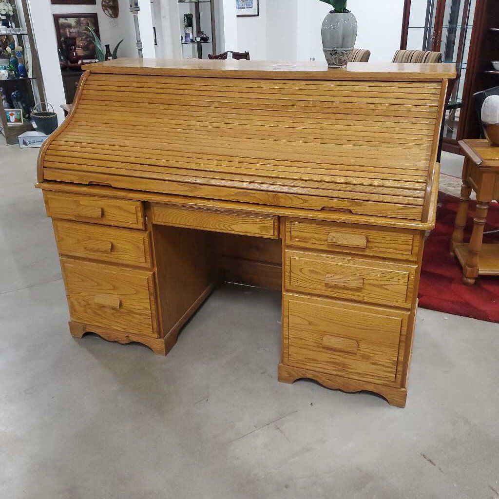 OAK ROLL TOP DESK