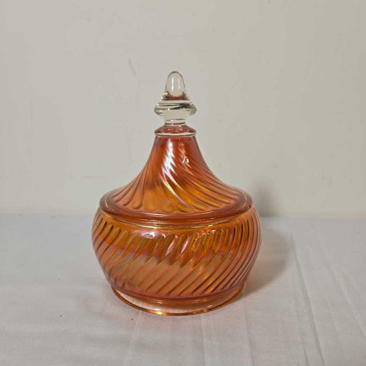 CARNIVAL GLASS LIDDED DISH