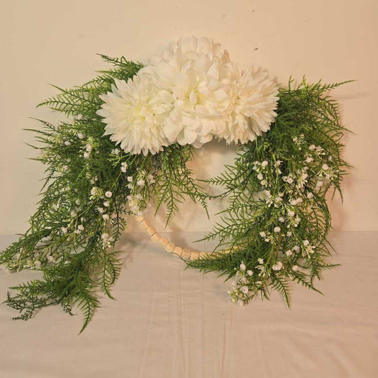 BEADED WREATH W/FAUX GREENERY