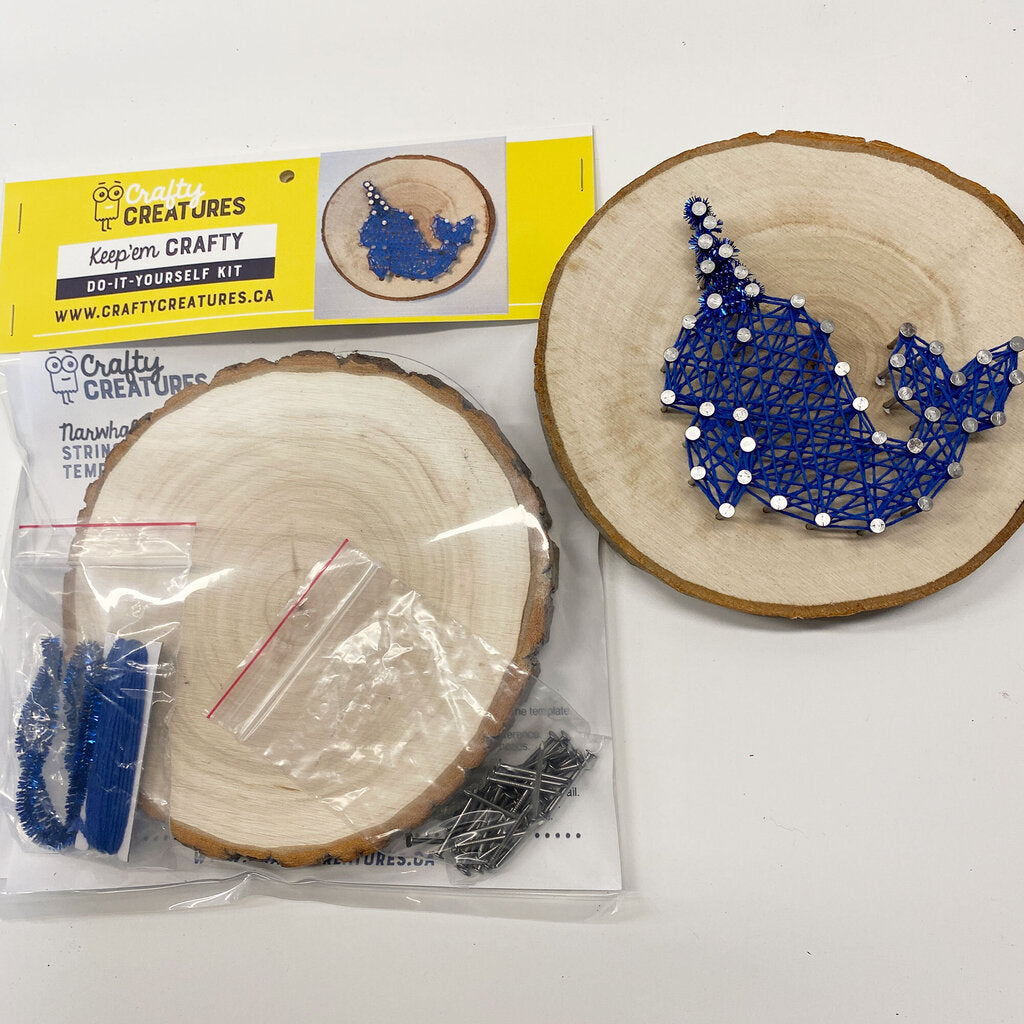 STRING ART WOOD SLICE KIT - NARWHAL