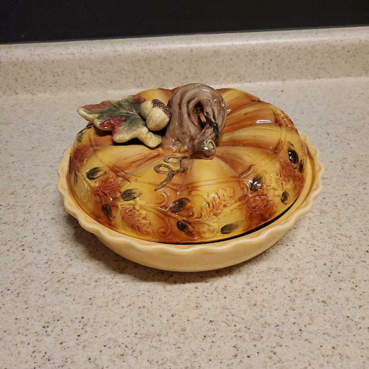 PUMPKIN PIE PLATE W/LID