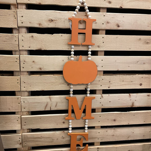 HANGING BEADED PUMPKIN HOME SIGN