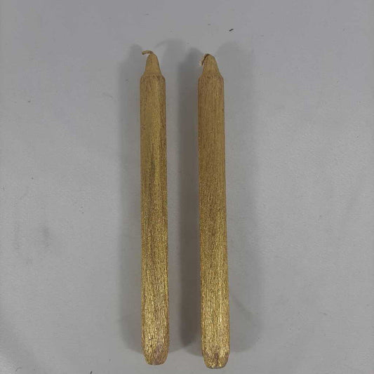 PAIR OF GOLD TAPER CANDLES