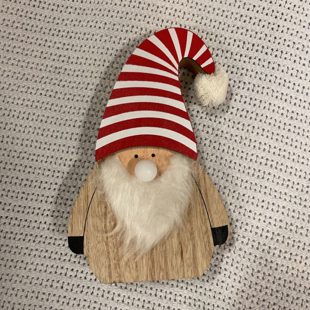 LED GNOME W/RED STRIPED HAT