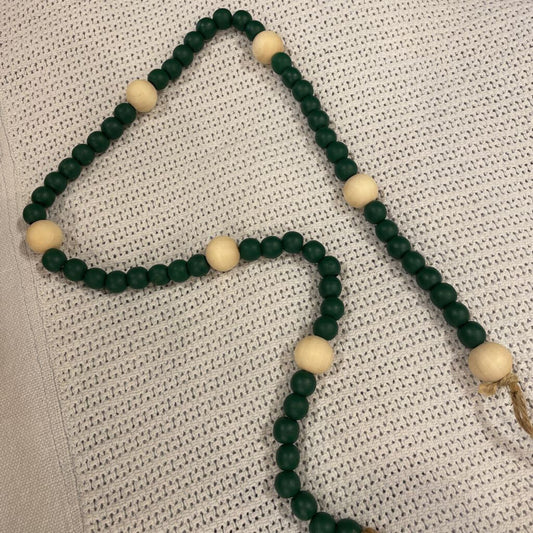 50" GREEN WOOD BEAD GARLAND