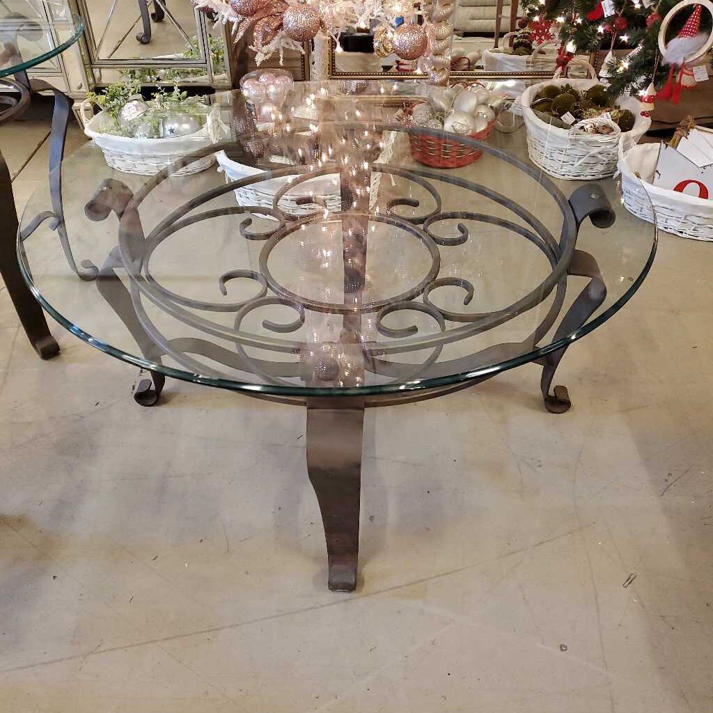 GLASS & METAL COFFEE TABLE