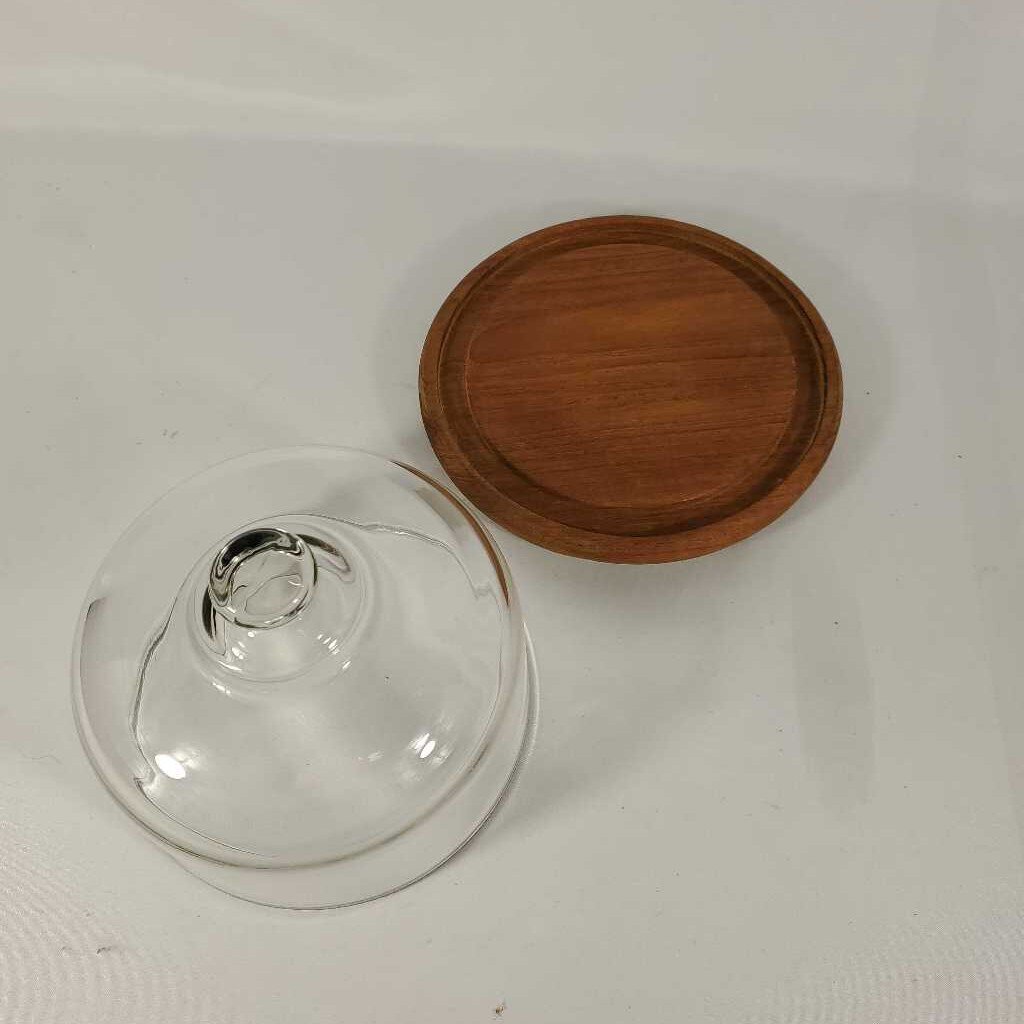 GLASS CLOCHE ON WOODEN BASE