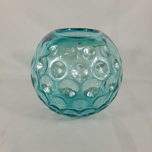 ROUND BLUE GLASS VASE