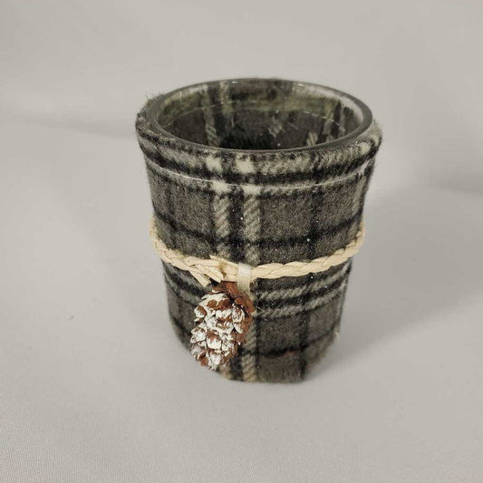 PLAID WRAPPED TEALIGHT HOLDER