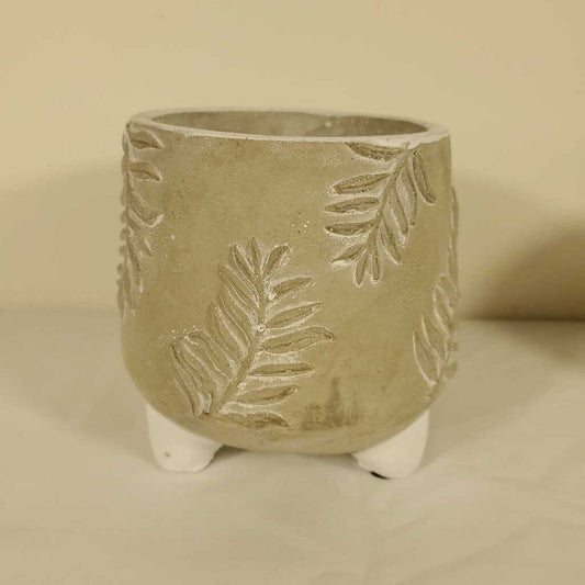 4" CONCRETE LEAF PEDESTAL POT