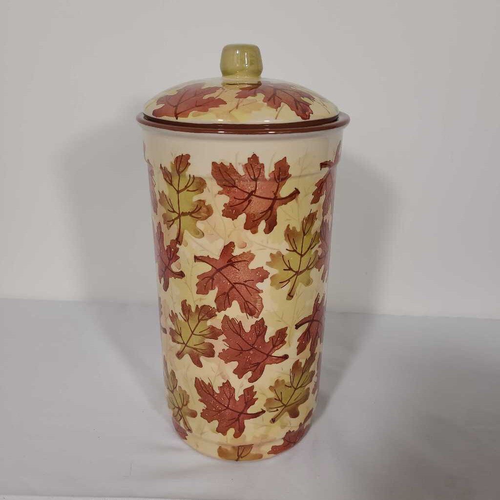 PIER 1 FALL LEAVES TALL CANISTER