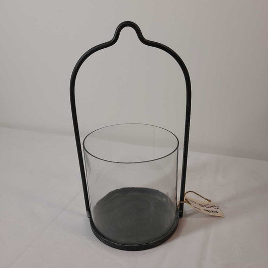 Dark Iron Candle Holder with Glass Sleeve - Large