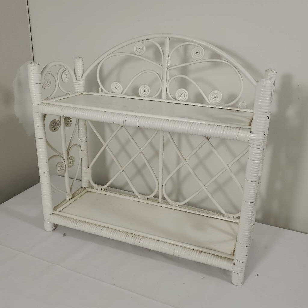 WHITE WICKER SHELF