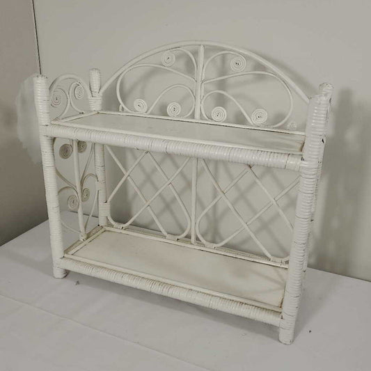 WHITE WICKER SHELF