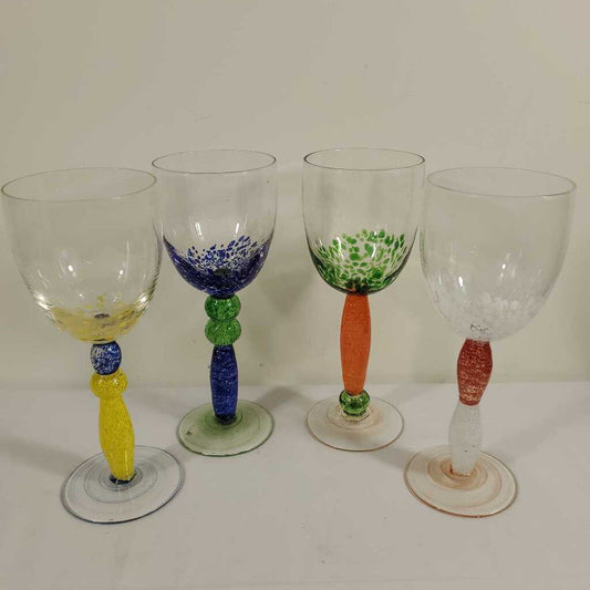 S/4 COLOURFUL WINE GLASSES