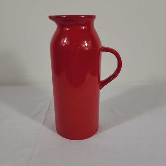 TALL RED CERAMIC PITCHER