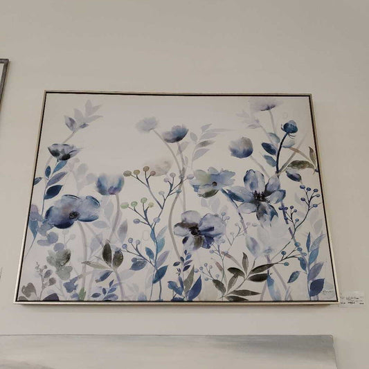 BLUE FLORAL FRAMED CANVAS