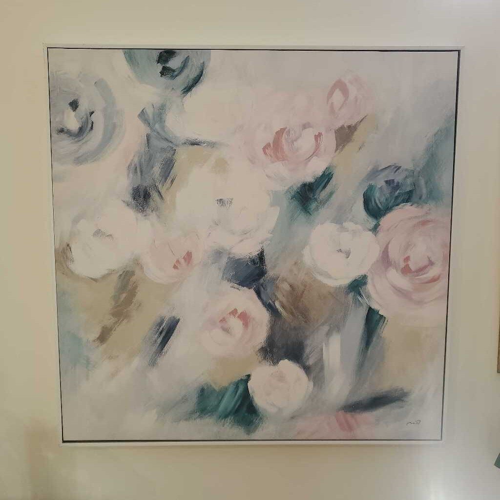 WHITE FRAMED FLORAL CANVAS