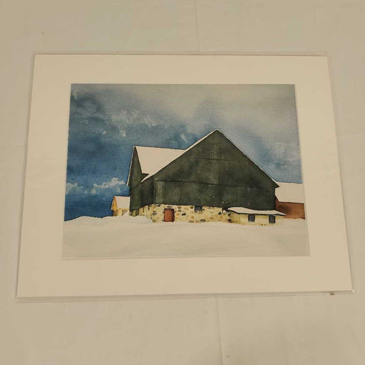 WINTER BARN - WATERCOLOUR PRINT