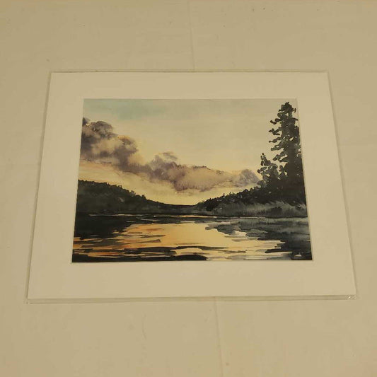 SUNSET OVER LAKE - WATERCOLOUR PRINT