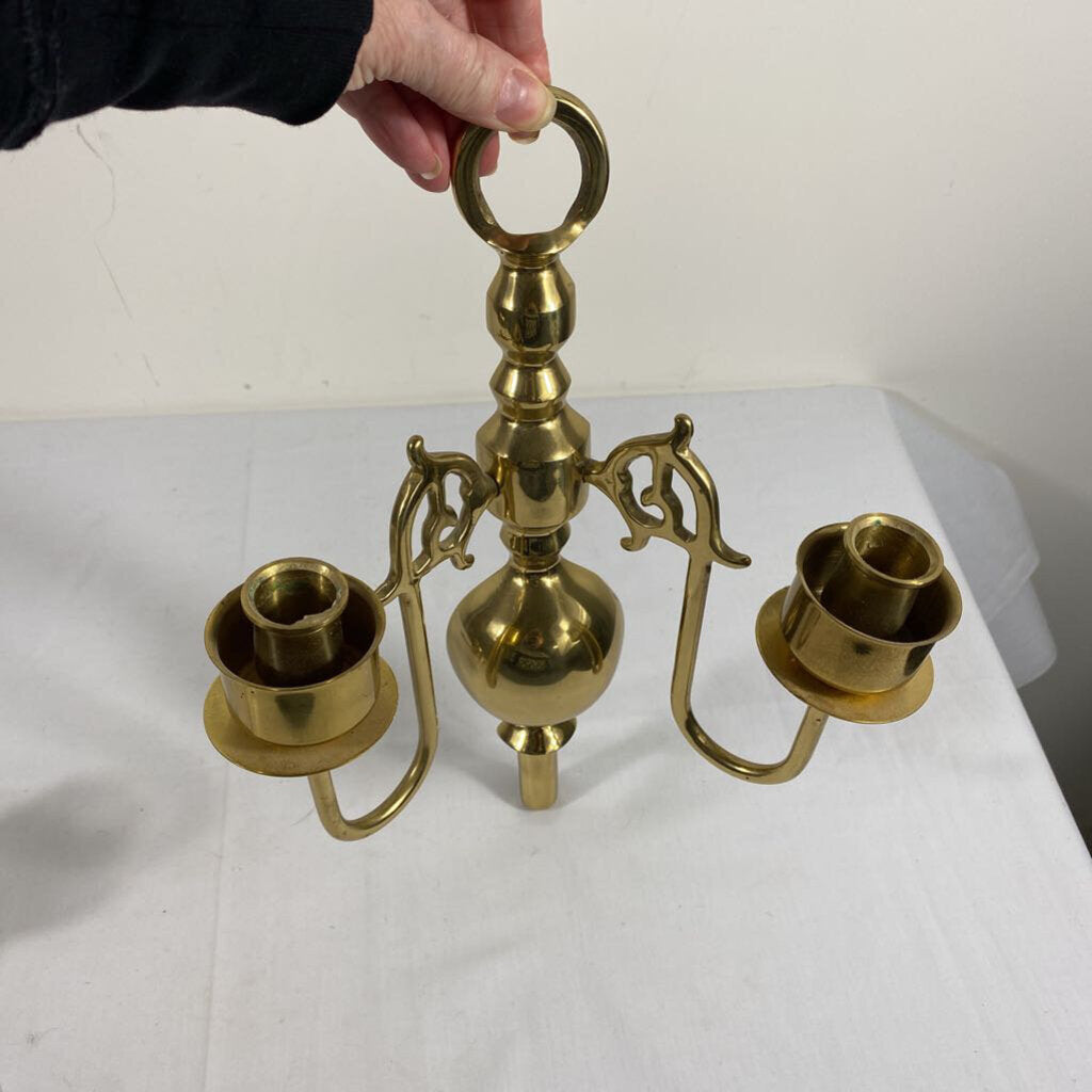 PAIR BRASS WALL SCONCES - TAPER