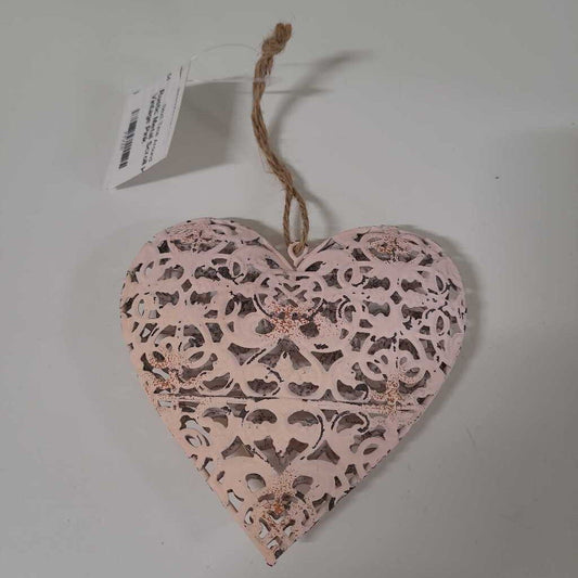 Rustic Metal Scroll Heart - Vintage Pink