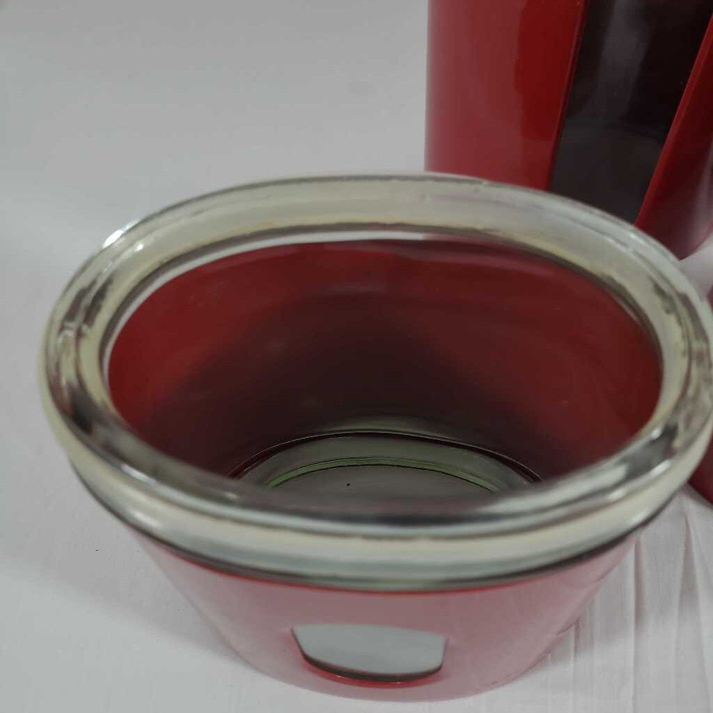 S/4 RED GLASS INSERT CANISTERS