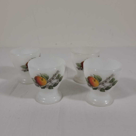 S/4 VTG ARCOPAL MILK GLASS EGG CUPS