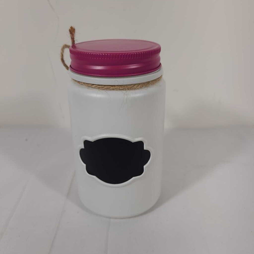 PAINTED JAR W/LID