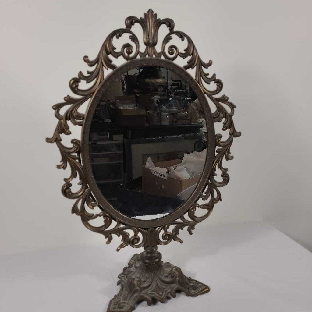 ANTIQUE BRASS SWIVEL DRESSING TABLE MIRROR